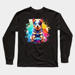 Watercolor Australian Cattle Dog Gamer Long Sleeve T-Shirt